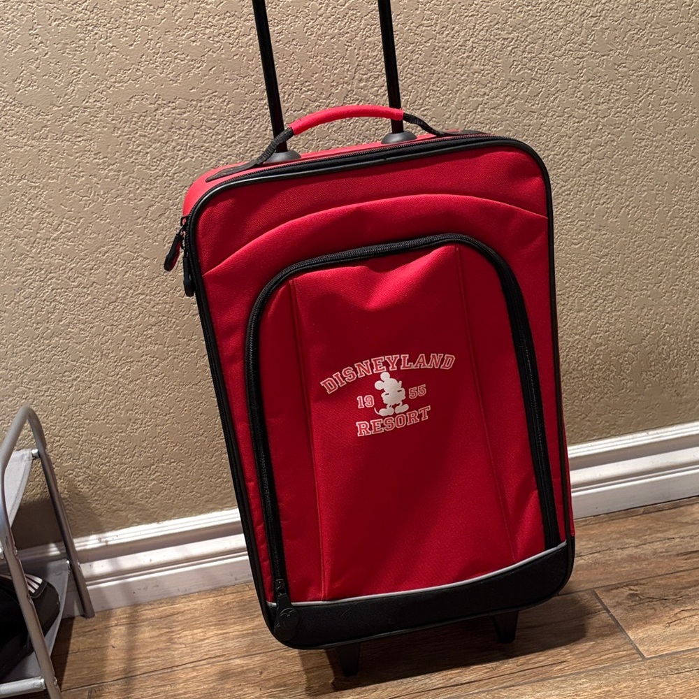 Disney Red Disneyland Resort Kids Carry-On Rolling Suitcase